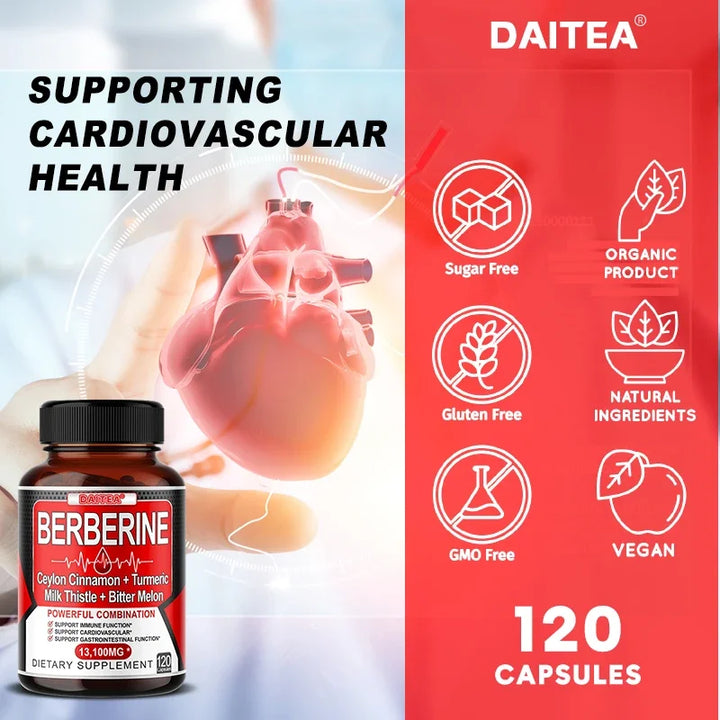 Berberine - Canela de Ceilán + Cúrcuma + Extracto de melón amargo - Salud cardiovascular y digestiva