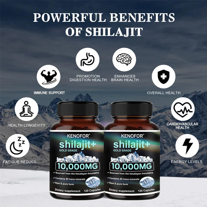 Shilajit orgánico puro - Ácido fúlvico y oligoelementos para hombres y mujeres, energía y salud