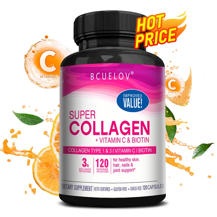 Super Colageno+ Biotin , sin gluten, salud del cabello, la piel y las uñas