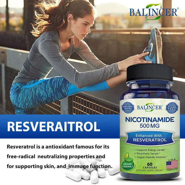 Nicotinamide 500mg + Resveratrol 100mg  Regenerador Celular Ribósido de nicotinamida