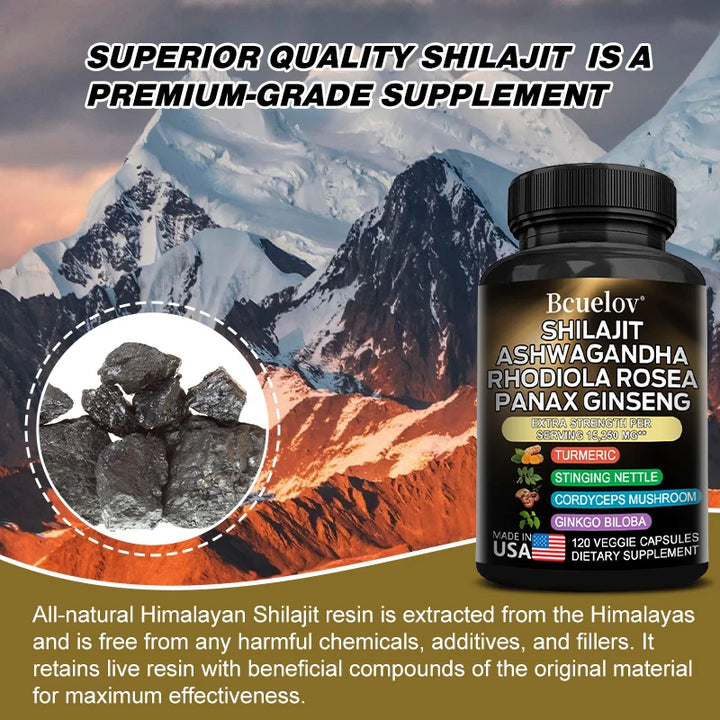 Shilajit Complex Capsulas - resina de Shilajit natural, ácido fúlvico probado en laboratorio