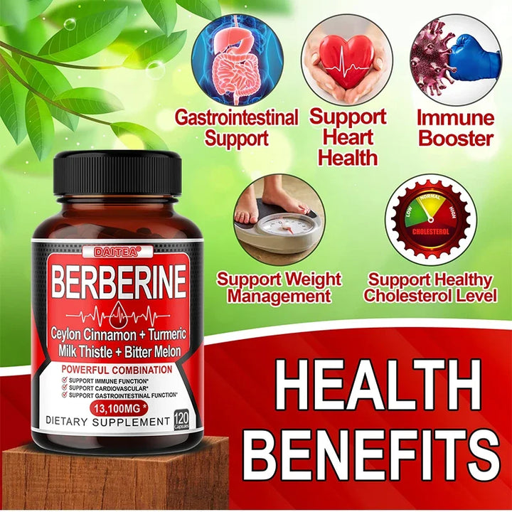 Berberine - Canela de Ceilán + Cúrcuma + Extracto de melón amargo - Salud cardiovascular y digestiva