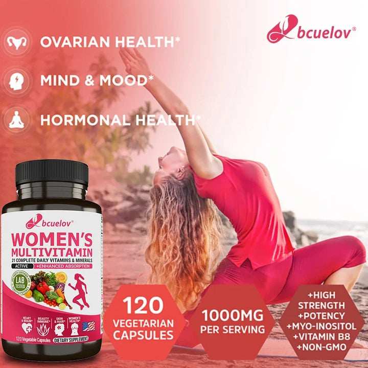 Suplemento multivitamínico multimineral para mujeres: promueve la salud de las articulaciones, los huesos, la piel, el cabello, las uñas