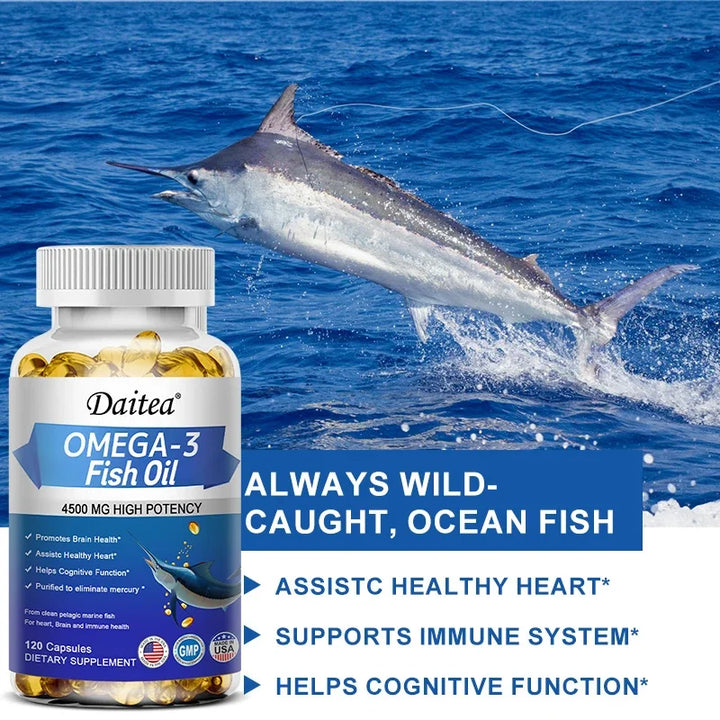 Aceite de pescado Omega 3 EPA y DHA 4500 mg - Ácidos grasos que apoyan el sistema inmunológico  el corazón y Cerebro