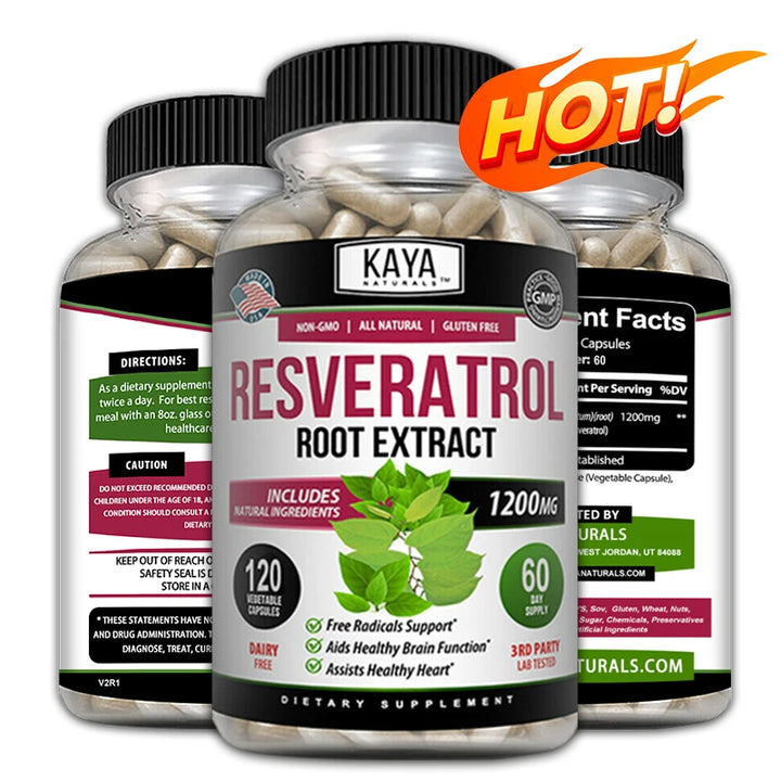 Resveratrol Kaya - Suplemento antioxidante para apoyar la salud circulatoria y el bienestar general - Sin OGM