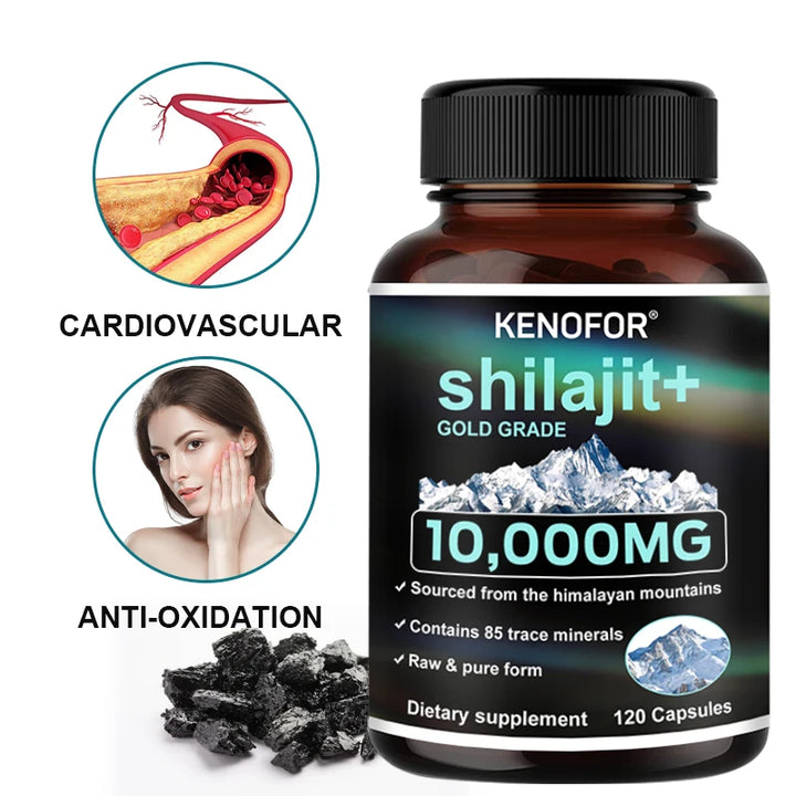 Shilajit orgánico puro - Ácido fúlvico y oligoelementos para hombres y mujeres, energía y salud