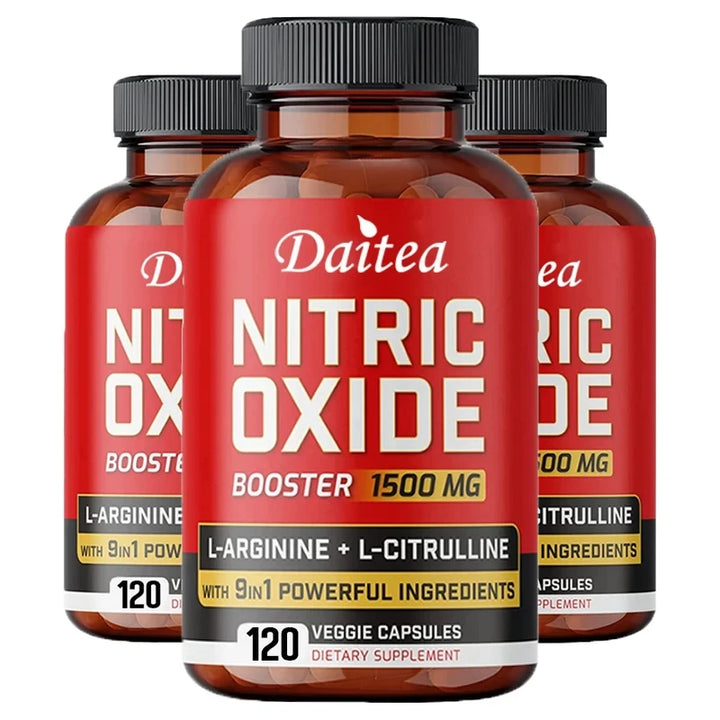 Suplemento de óxido nítrico - Extra fuerte - L arginina y citrulina 1500 mg, desarrollo muscular magro premium, fuerza y energía