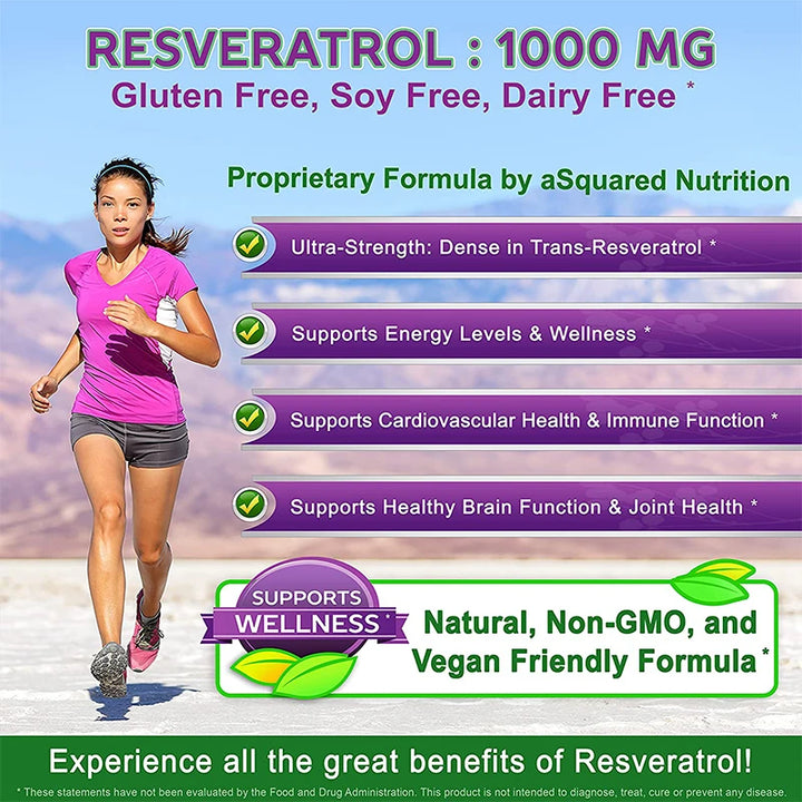 Resveratrol Complex apoya la salud cardiovascular, protege las arterias, estimula el sistema inmunológico y promueve una piel suave