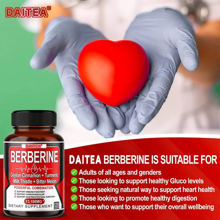 Berberine - Canela de Ceilán + Cúrcuma + Extracto de melón amargo - Salud cardiovascular y digestiva