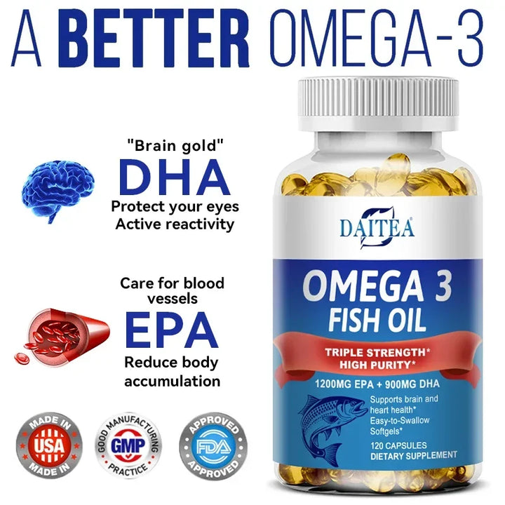 Aceite de pescado  Omega 3 - para la salud del sistema nervioso, la piel y el cabello, antioxidantes