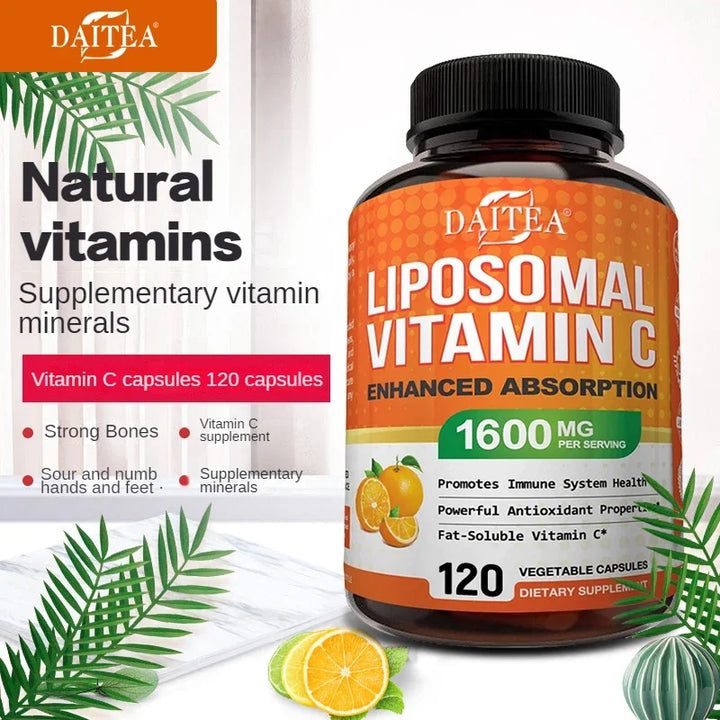 Vitamina C Liposomal (ácido ascórbico)- 1600 mg Lecitina Formación de colágeno - Antioxidante, energético