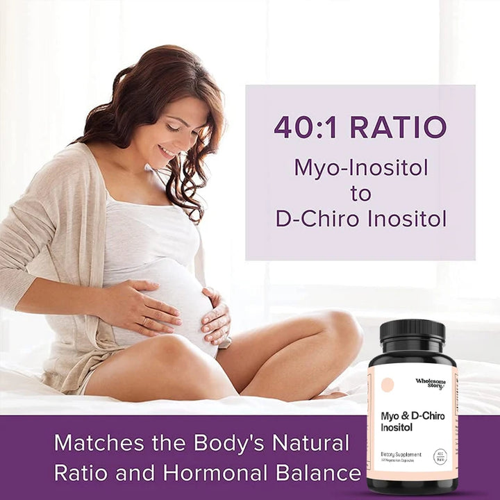 Inositol & D-Chiro Inositol Blend  Proporción 40:1 más beneficiosa | Equilibrio hormonal femenino y apoyo a la función ovárica saludable