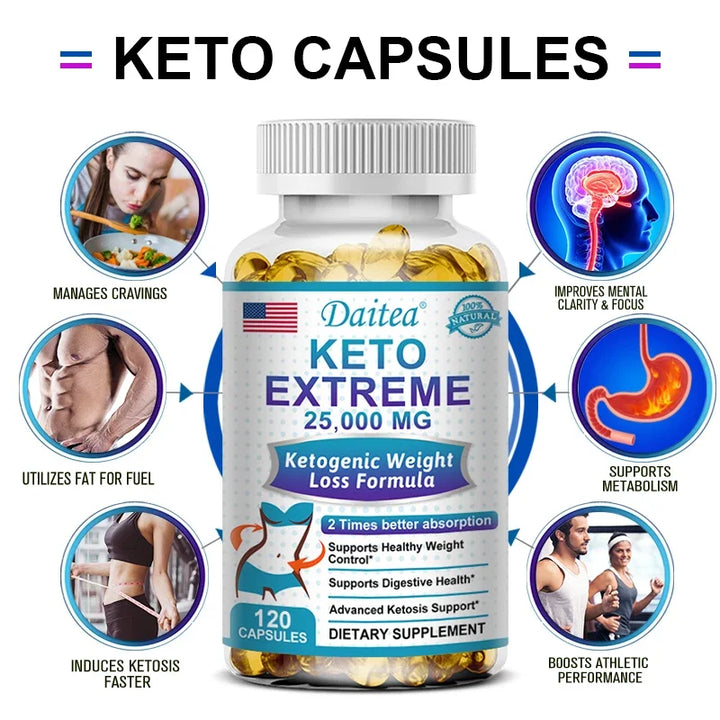 KETO EXTREME! Suplemento de cetona  25,000 mg: control de peso, quema de grasa, sin OGM, sin rebote