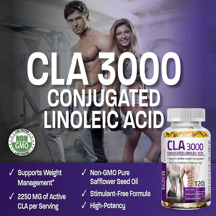 CLA 3000 Ácido linoleico conjugado sin GMO de potencia extra alta de aceite de cártamo