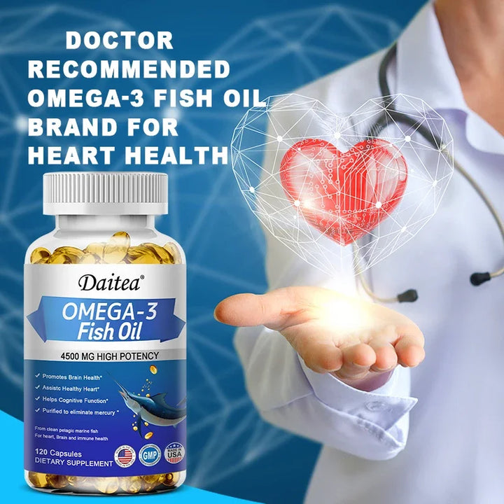 Aceite de pescado Omega 3 EPA y DHA 4500 mg - Ácidos grasos que apoyan el sistema inmunológico  el corazón y Cerebro