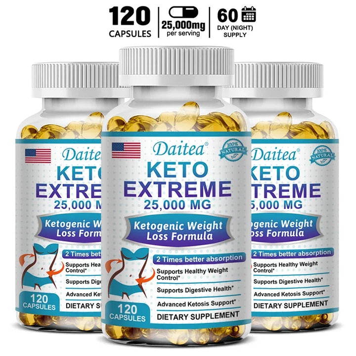 KETO EXTREME! Suplemento de cetona  25,000 mg: control de peso, quema de grasa, sin OGM, sin rebote