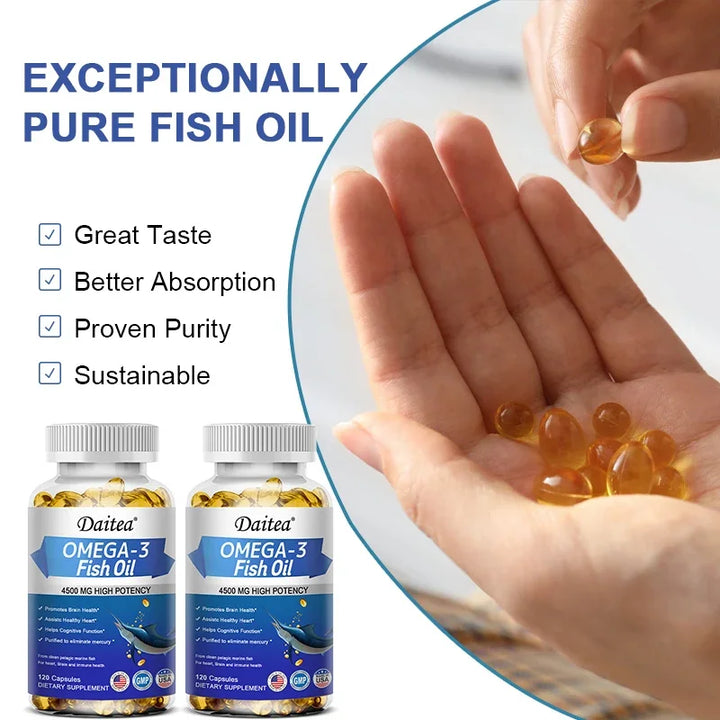 Aceite de pescado Omega 3 EPA y DHA 4500 mg - Ácidos grasos que apoyan el sistema inmunológico  el corazón y Cerebro