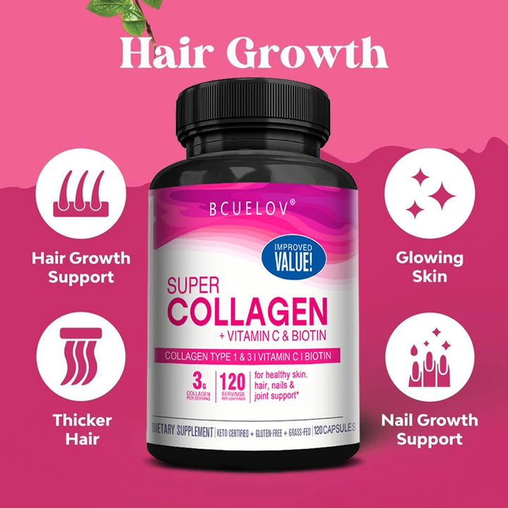 Super Colageno+ Biotin , sin gluten, salud del cabello, la piel y las uñas